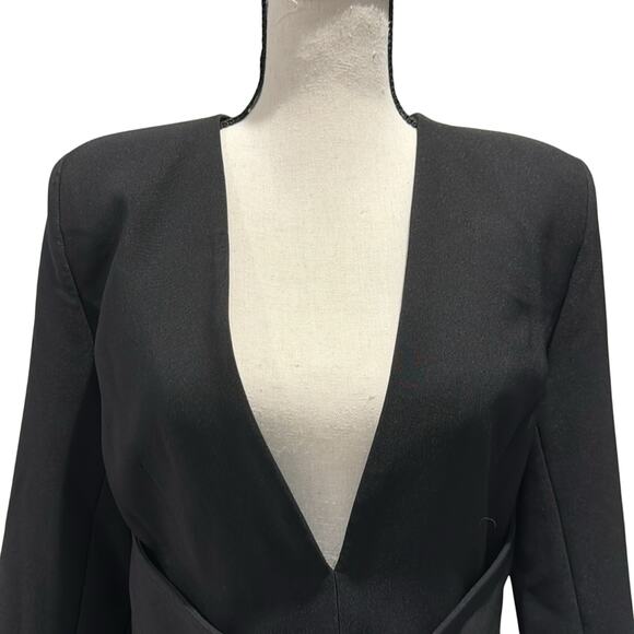 Zara NWT Black Shoulder Pads Mini Dress with Belt with Pearls & Rhinestones. - Picture 2 of 10